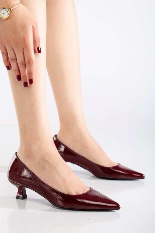 Forever & Always Shoes Helly Kitten Heel Leather Stiletto Pumps