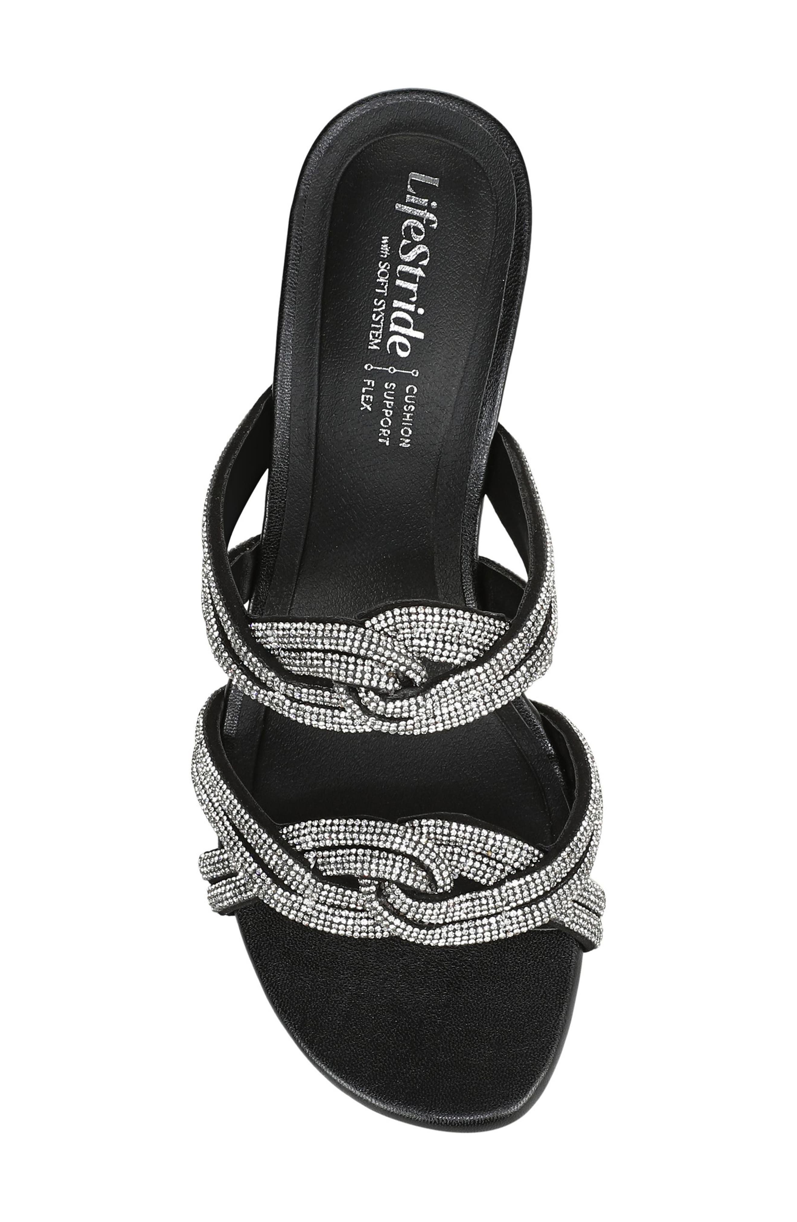 LifeStride Night Out Crystal Embellished Slide Sandal, Alternate, color, Black