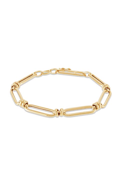 14K Yellow Gold Paper Clip Link Bracelet
