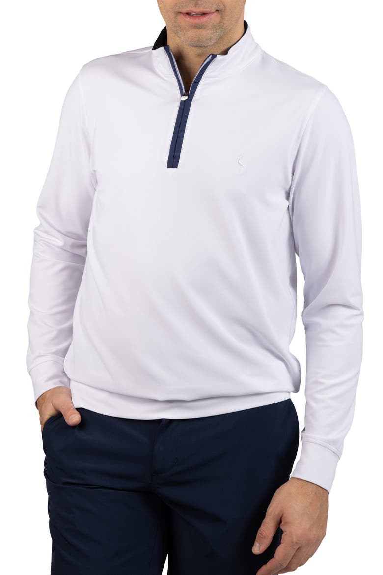Micro Grid Quarter Zip Performance Pullover, Main, color, WHITE