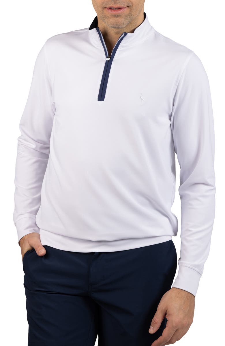 TailorByrd Micro Grid Quarter Zip Performance Pullover, Main, color, White
