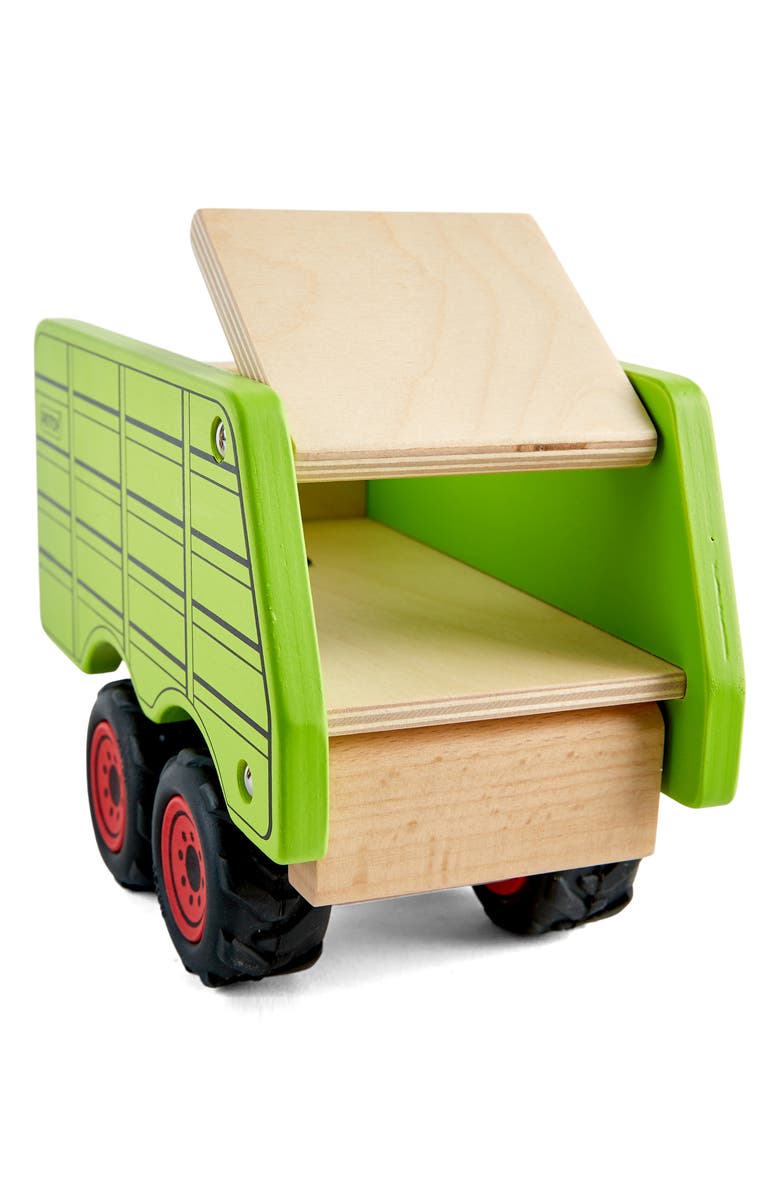 Pintoy Wood Toy Tractor with Trailer, Alternate, color, Green