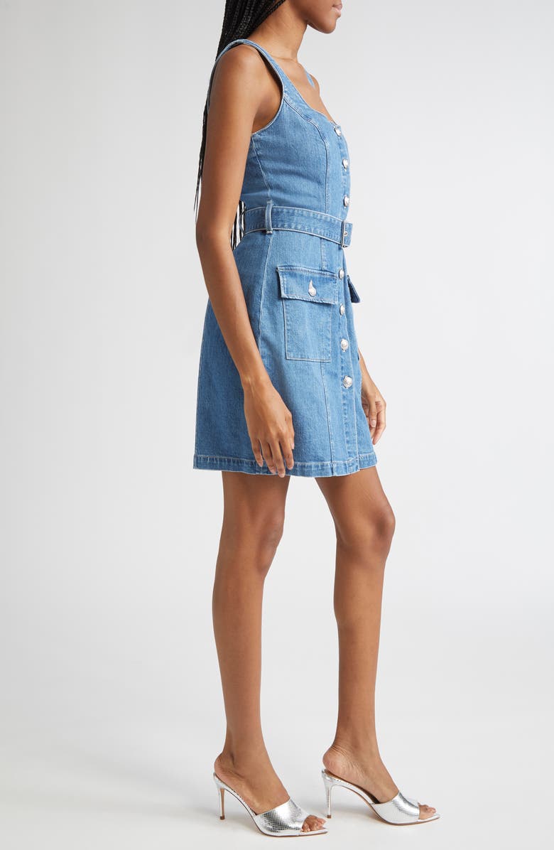 L'AGENCE Midy Belted Sleeveless Denim Minidress, Alternate, color, Tipton