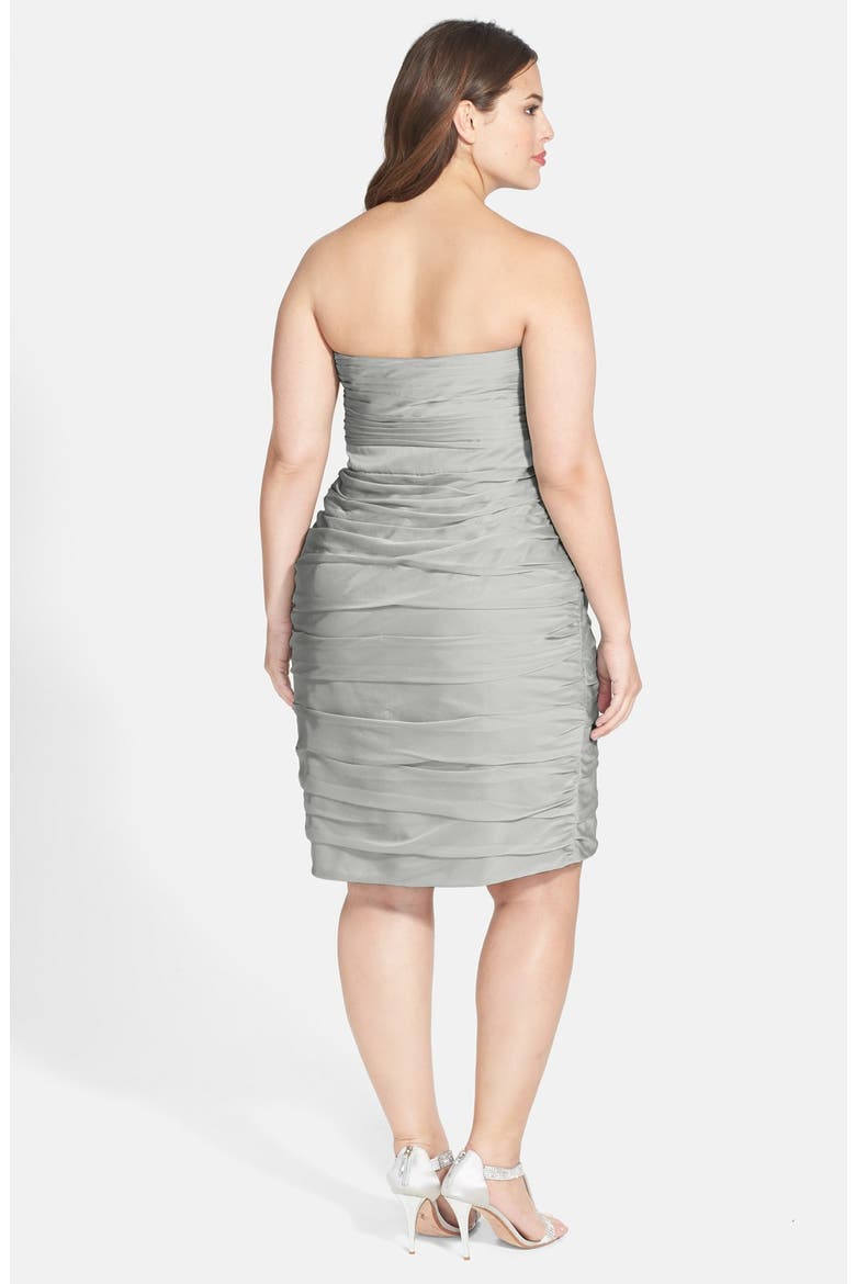 Ruched Strapless Cationic Chiffon Dress (Nordstrom Exclusive), Alternate, color, GUNMETAL