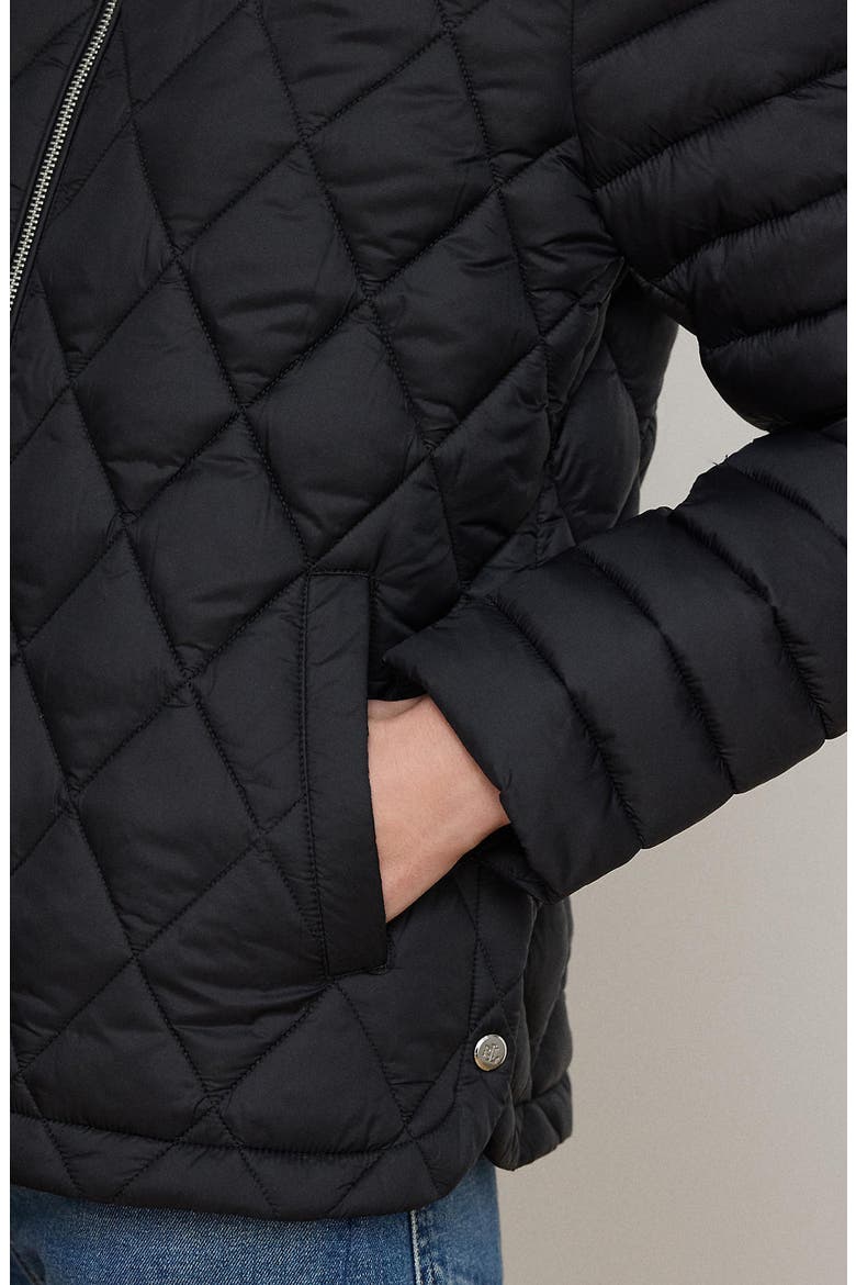 Mixed Quilted Puffer Jacket, Alternate, color, BLACK