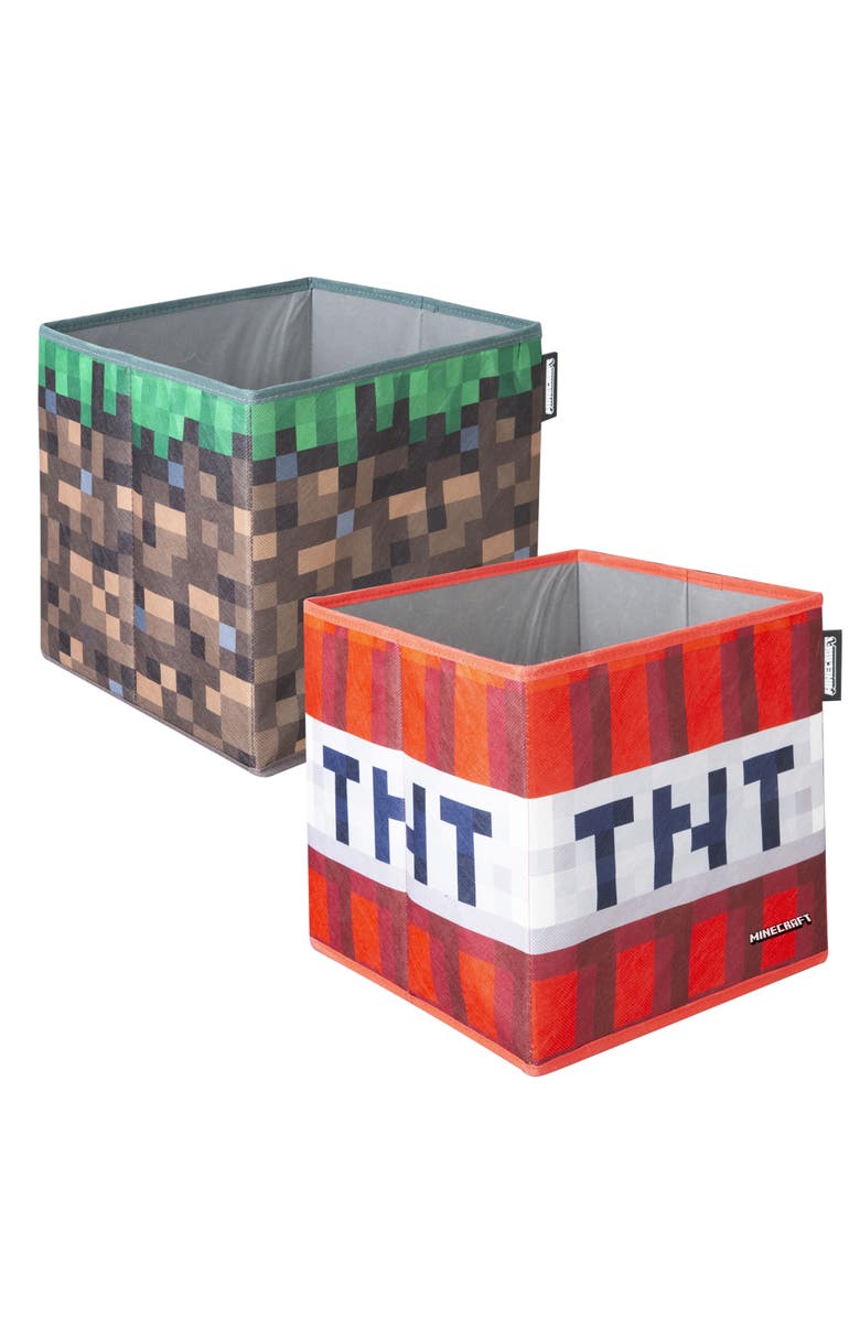 MINECRAFT Fabric Storage Boxes 2 Piece Tnt & Grass Block, 10 Inches, Main, color, Multicolored
