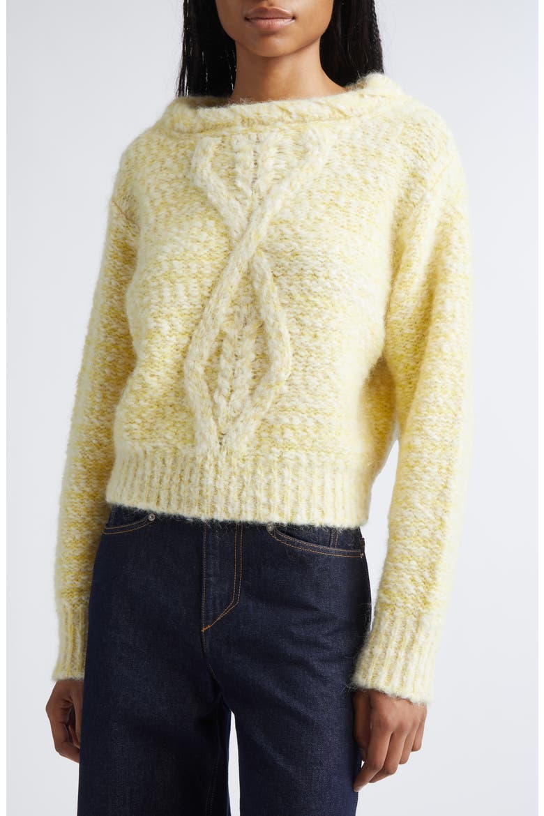 Dorota Alpaca & Mohair Blend Cable Sweater, Alternate, color, ECRU/ YELLOW
