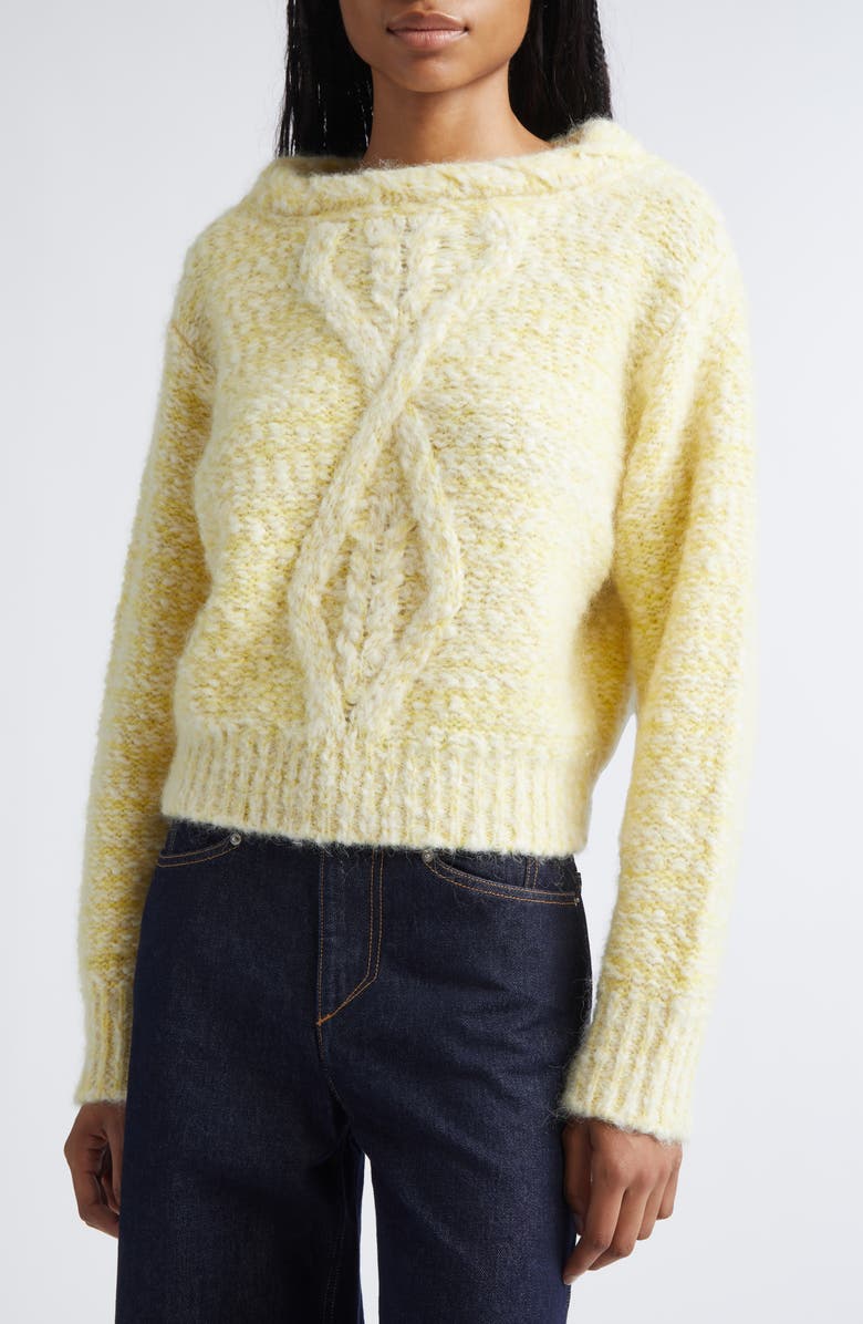 Isabel Marant Dorota Alpaca & Mohair Blend Cable Sweater, Alternate, color, Ecru/ Yellow
