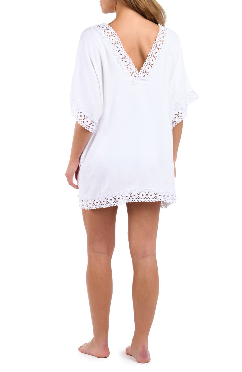 La Blanca Lakeside V-Neck Cover-Up Tunic, Alternate, color, White
