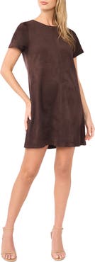 Vince Camuto Faux Suede Paneled Shift Dress
