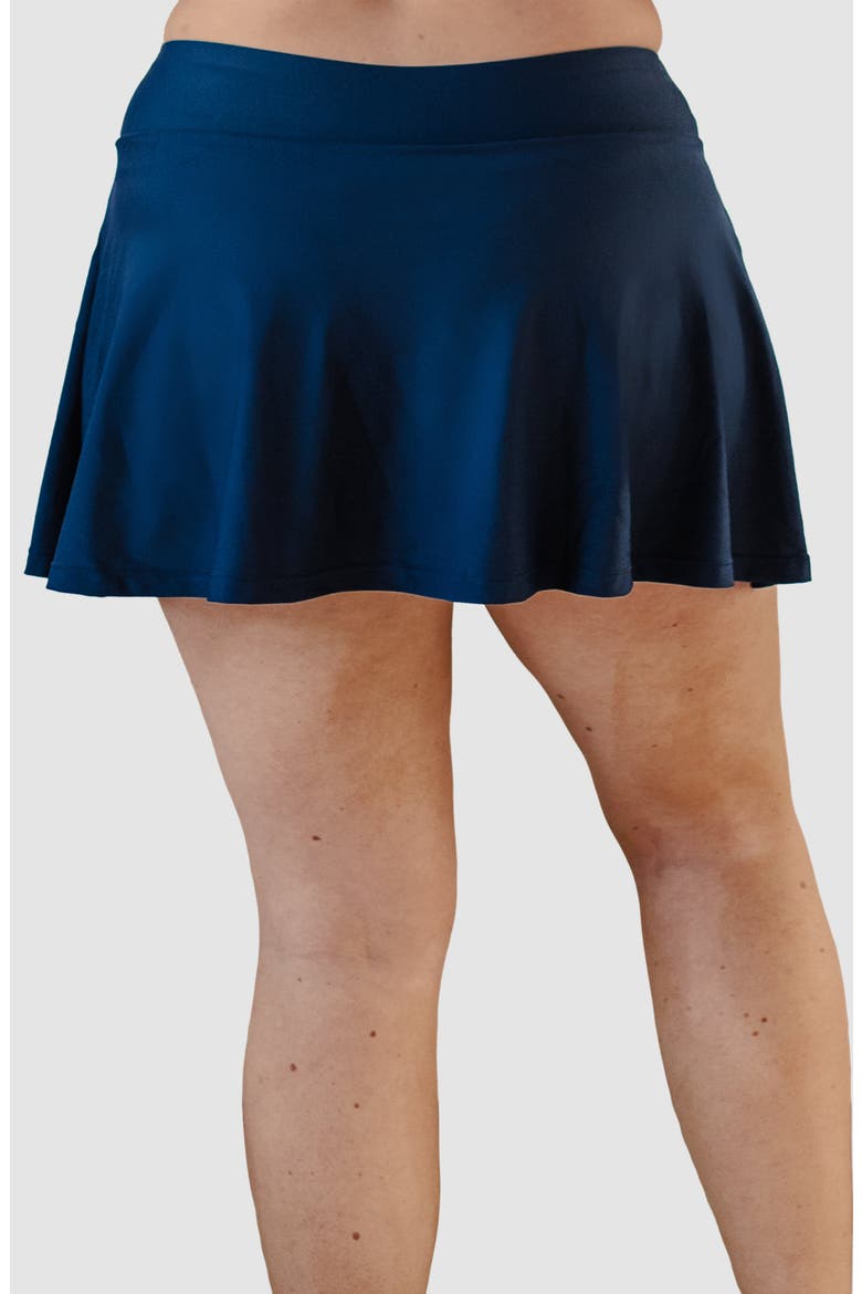 Plus Size Flowy Swim Skirt With Shorts, Alternate, color, Navy