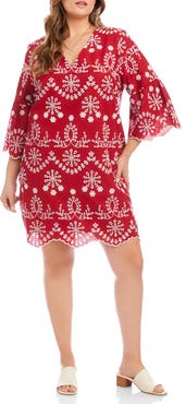 Karen Kane Embroidered Flare Sleeve Minidress