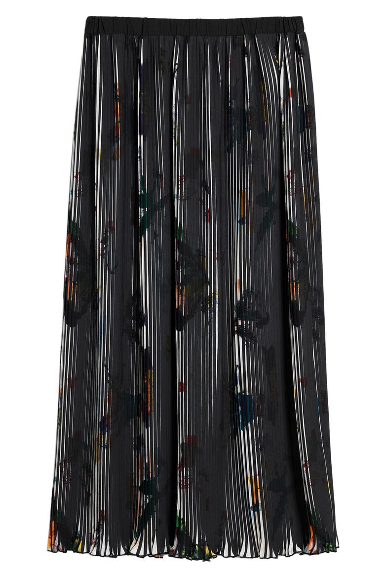 Plissé MIdi Skirt, Alternate, color, BLACK