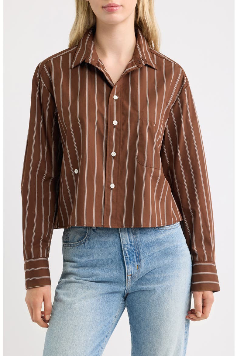 Striped Cropped Supima Cotton Shirt, Alternate, color, BANBURY STRIPE