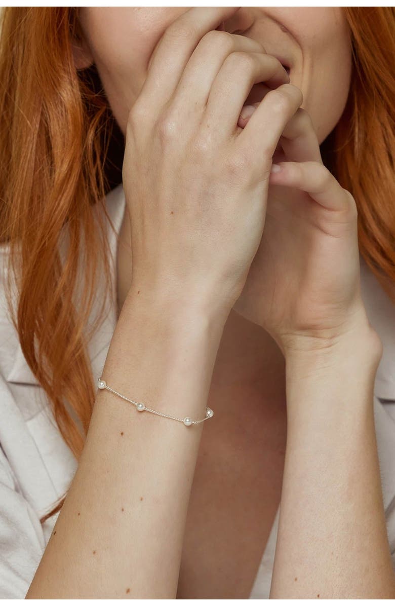 Bearfruit Jewelry Sterling Silver 18k Gold Plated Infinite Pearl Bracelet Dainty Delicate, Alternate, color, Silver