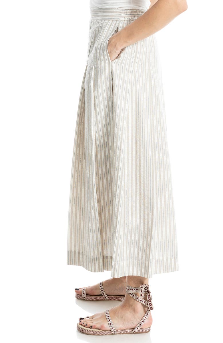 MAX STUDIO Stripe Pleated A-Line Skirt, Alternate, color, Khaki/White/Black Stripe