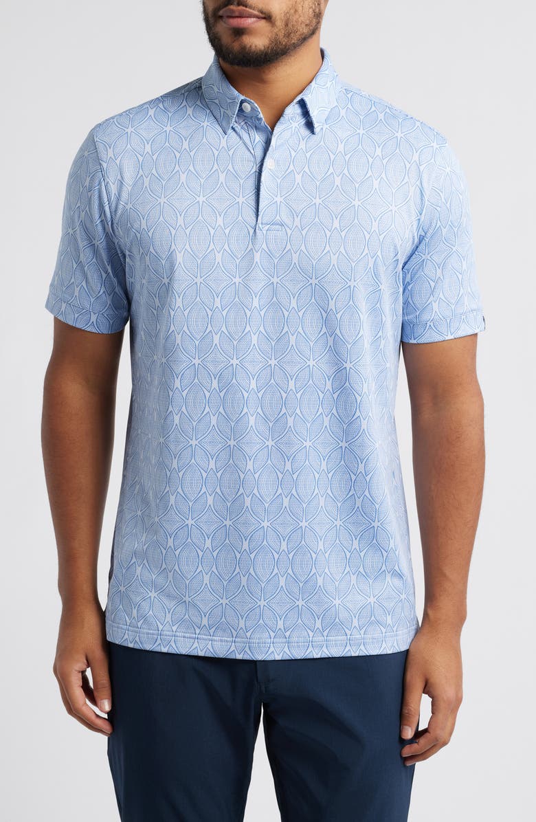 Mizzen+Main Halyard Trim Fit Performance Polo, Main, color, Sky Woodblock