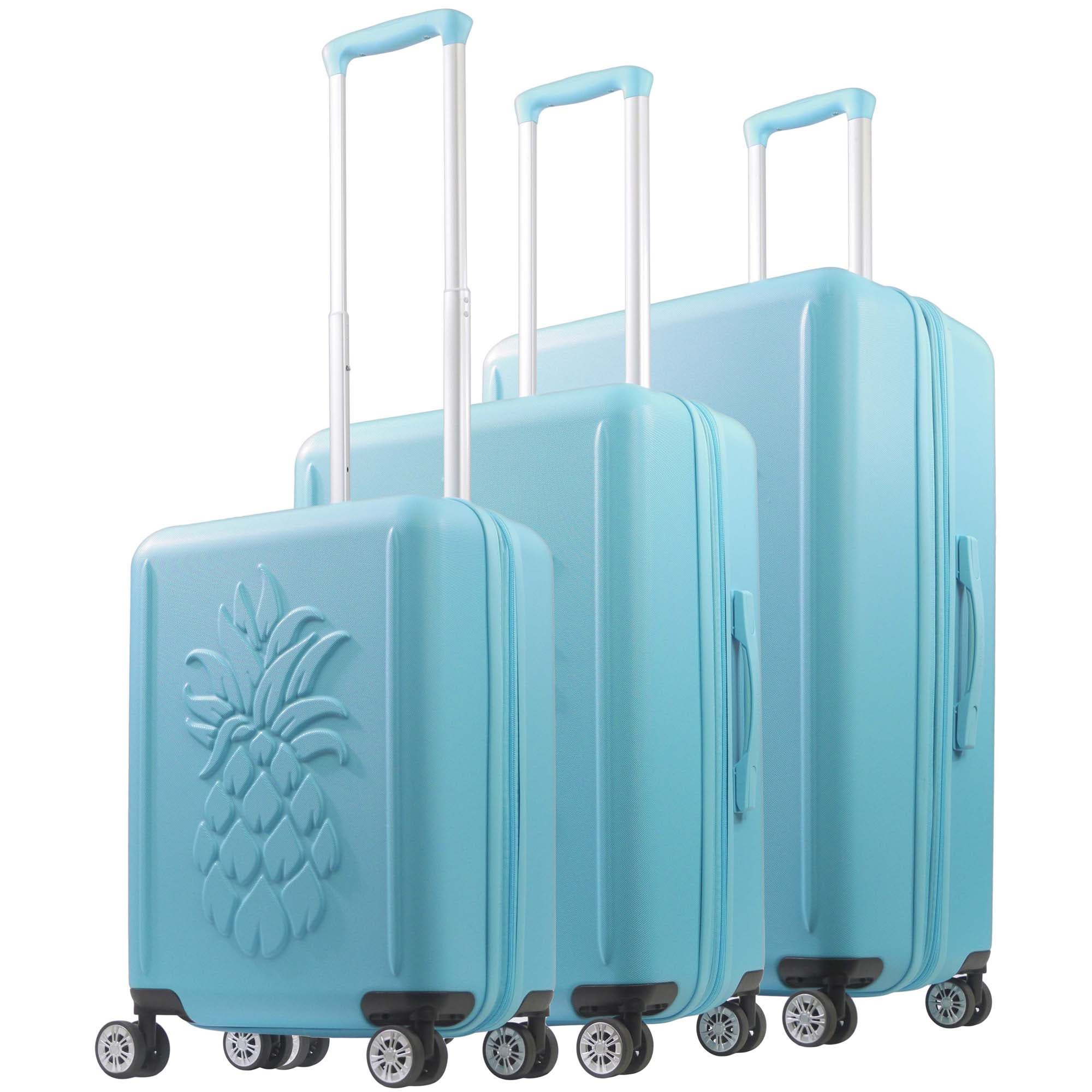 Tommy Bahama 3-Piece Hardside Luggage Set with 3D Pineapple 30", 26" & 21.5" Spinner Suitcases, Main, color, Blue