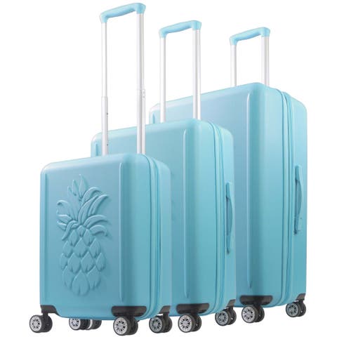 3-Piece Hardside Luggage Set with 3D Pineapple 30", 26" & 21.5" Spinner Suitcases