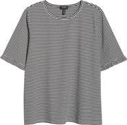 Jones New York Stripe Frill Sleeve Stretch Cotton Top