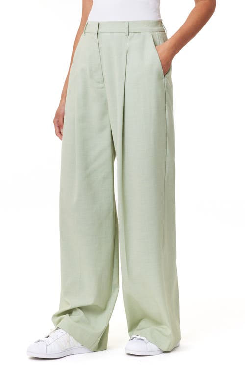 Scotch & Soda Rose High-rise Pleated Wide-leg Pants In Pistachio