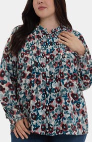 NYDJ Pleat Smocked Peasant Blouse