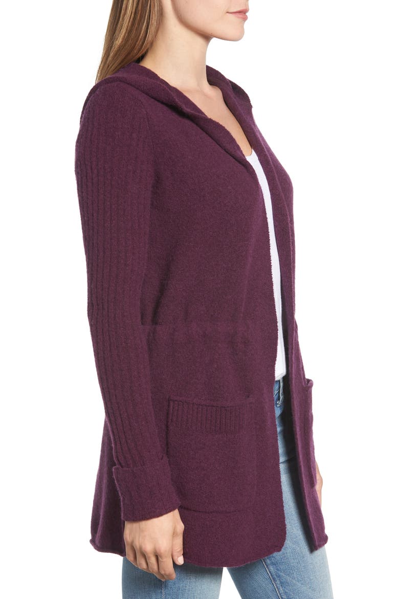 Hooded Cardigan, Alternate, color, PURPLE POTENT
