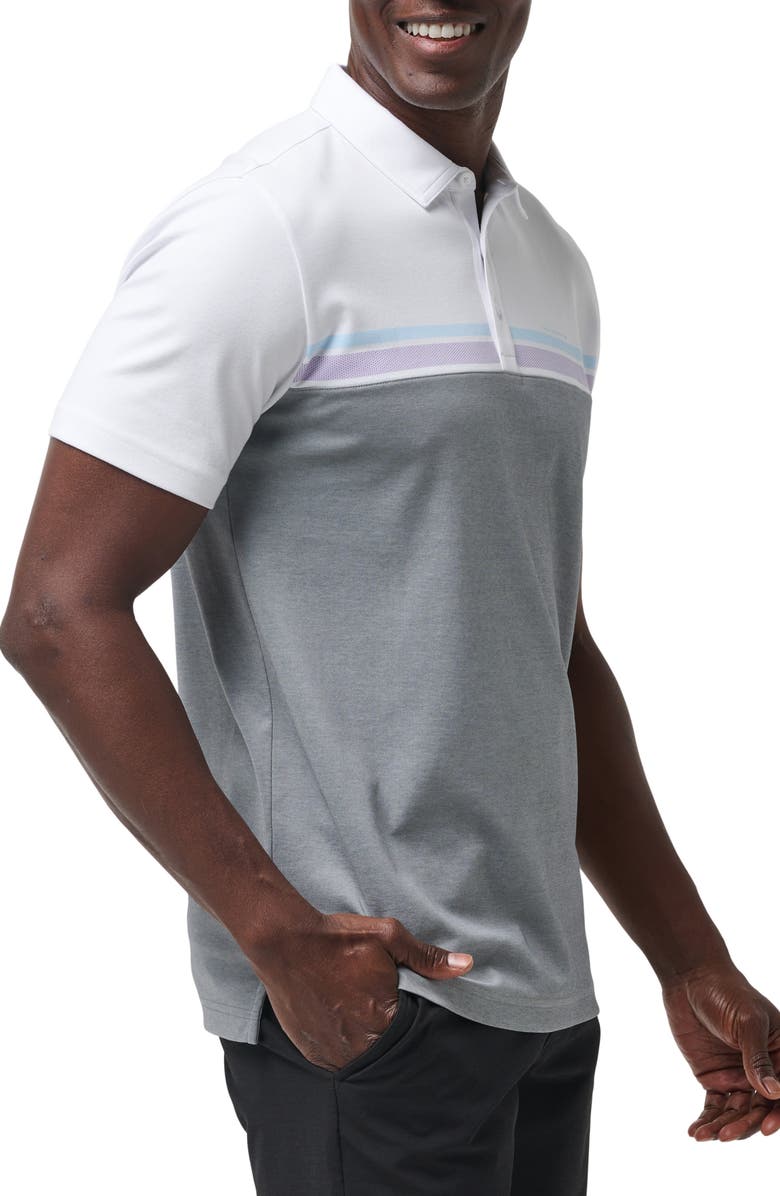 TravisMathew First Timer Stripe Colorblock Polo, Alternate, color, White