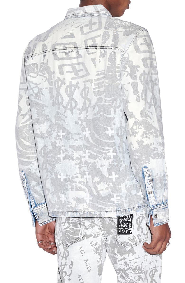 Ksubi Scorpio Icy Kollage Cotton Denim Shirt Jacket, Alternate, color, 
