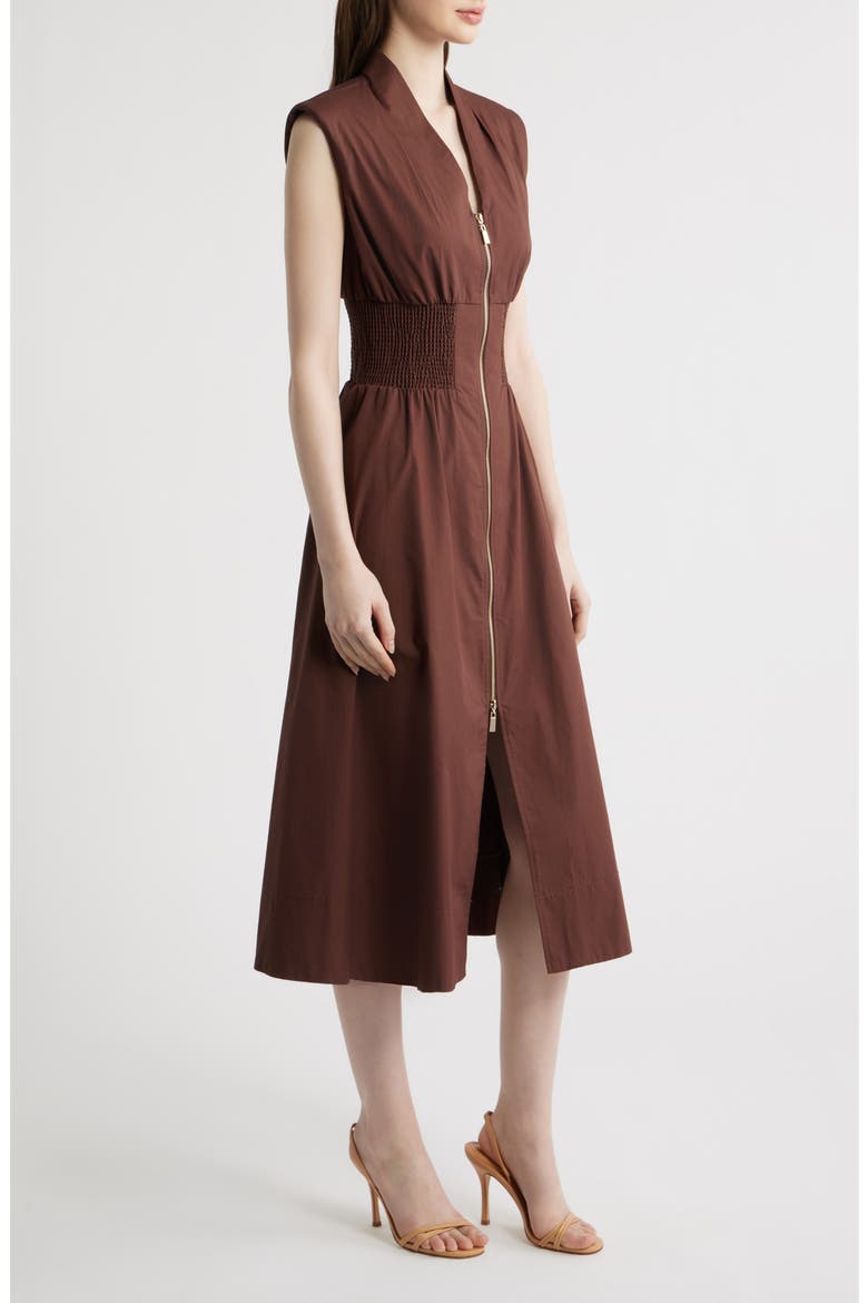 Sleeveless Cotton Midi Dress, Alternate, color, BROWN