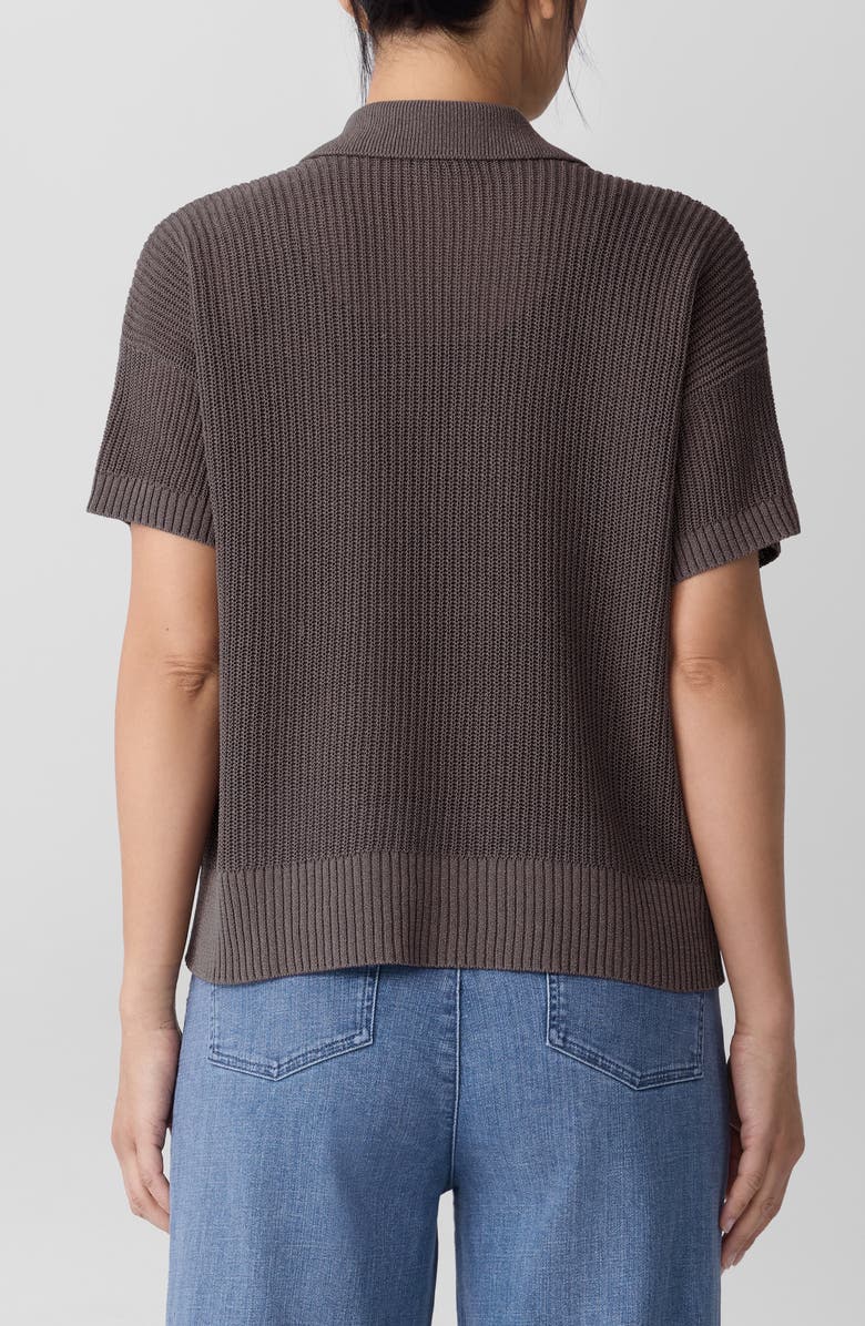 Eileen Fisher Classic Organic Cotton & Silk Polo Sweater, Alternate, color, Rye