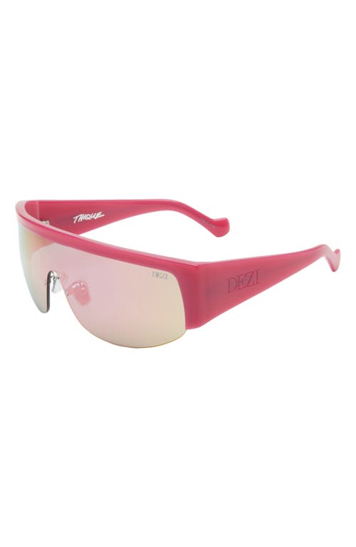 Dezi Thique 125mm Oversize Shield Sunglasses In Hot Pink/pink