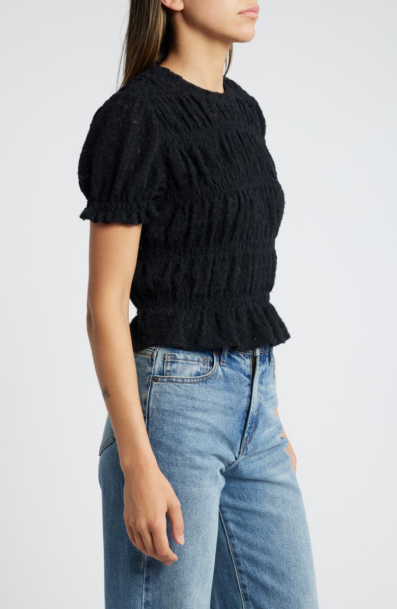 Treasure & Bond Shirred Lace Top, Alternate, color, Black