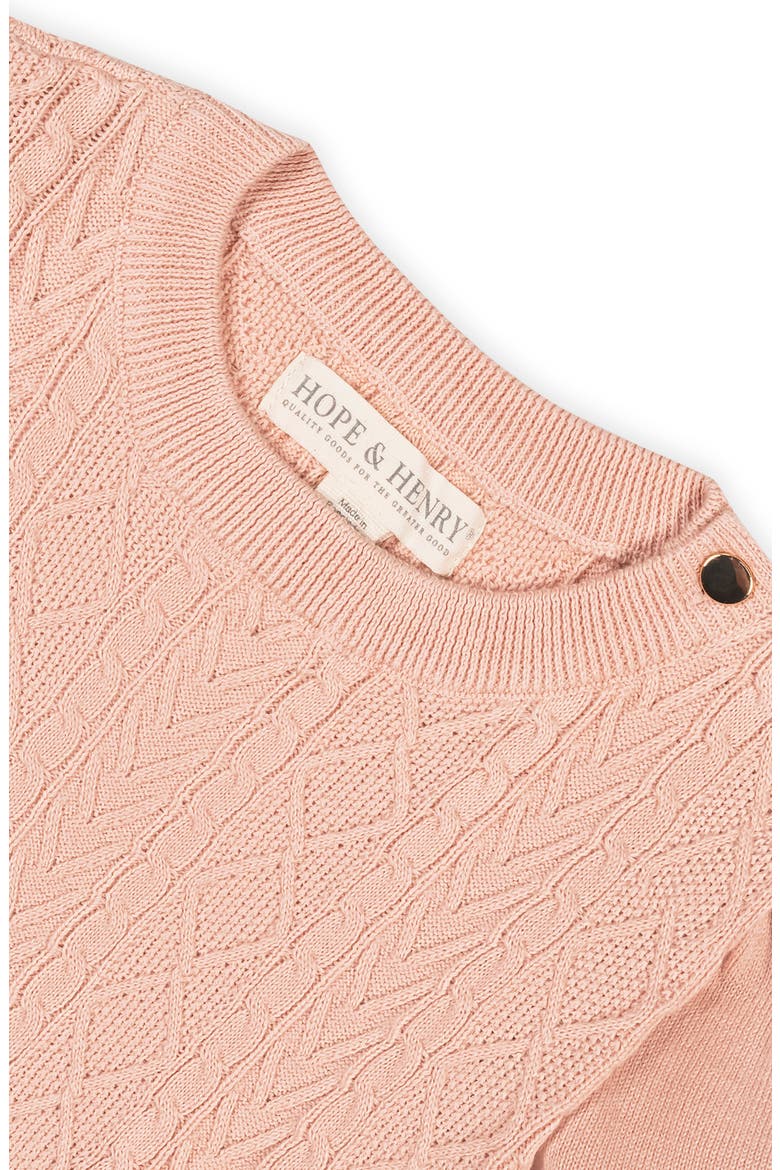 Kids' Organic Long Sleeve Cable Bodice Sweater Dress, Alternate, color, Blush