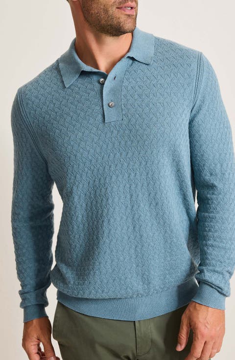 Capital Long Sleeve Cotton & Cashmere Polo Sweater (Big & Tall)