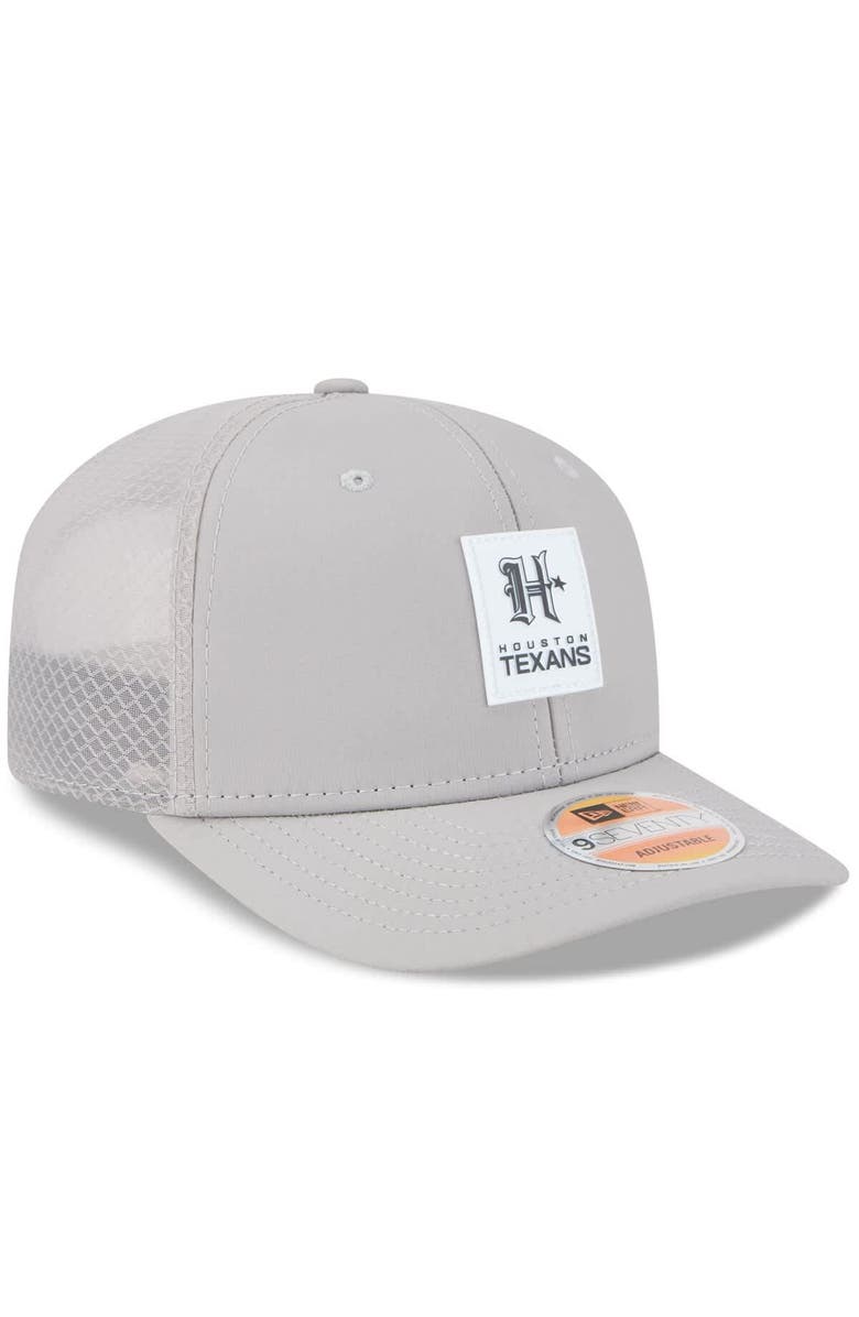 New Era Men's New Era Gray Houston Texans 2025 Sideline H-Town 9SEVENTY Adjustable Trucker Hat, Alternate, color,