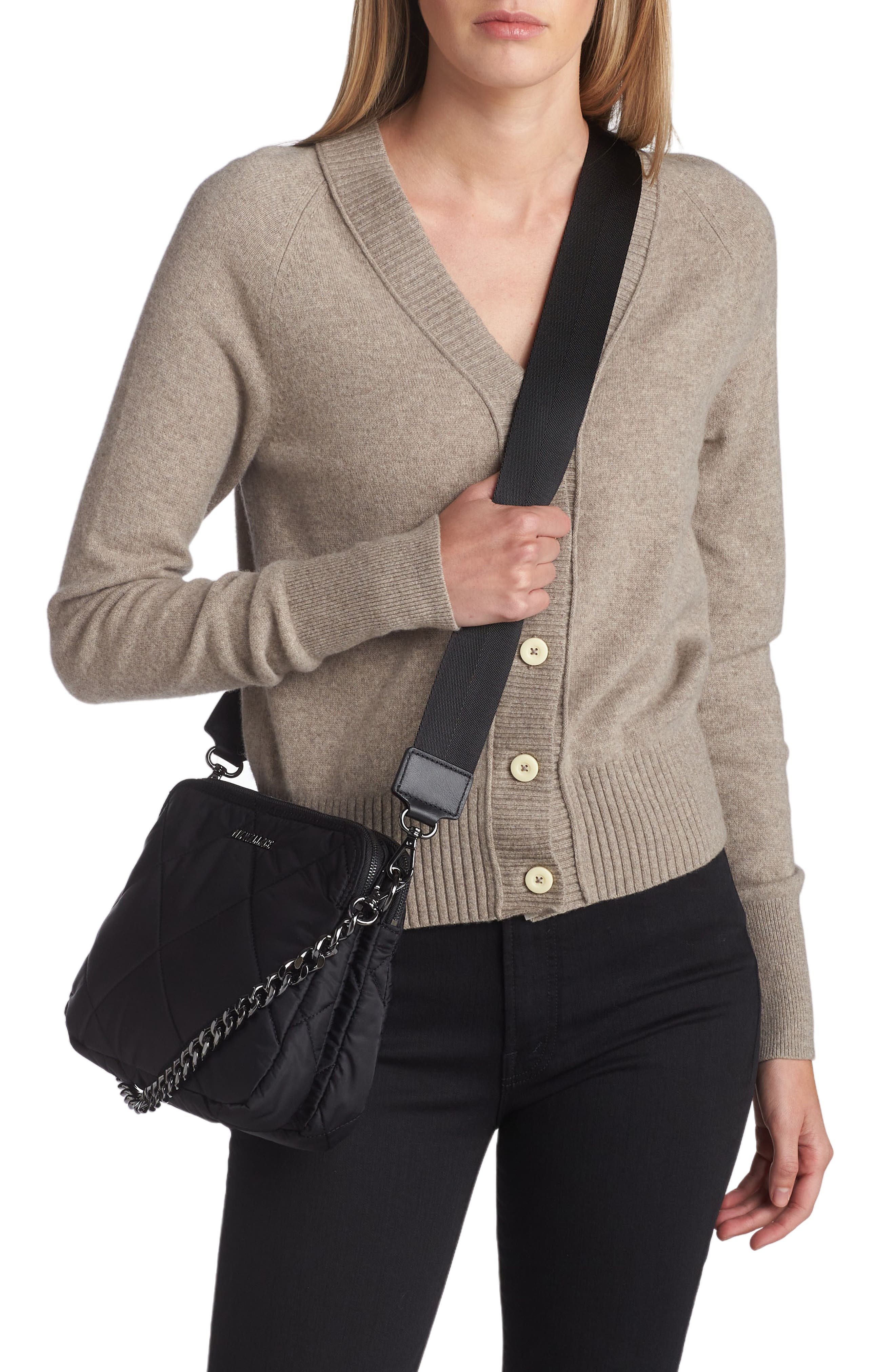 MZ Wallace Bowery Quilted Nylon Crossbody Bag, Alternate, color, Black