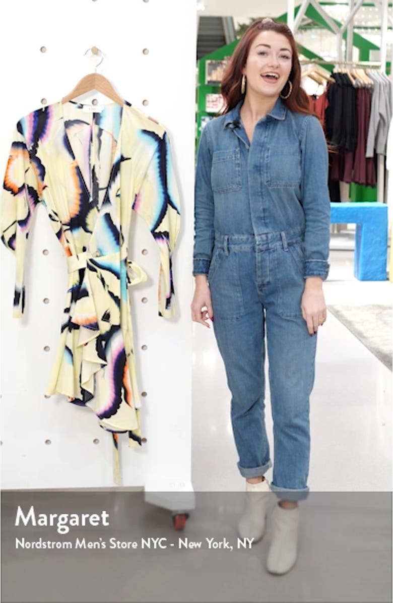 Enzo Long Sleeve Stretch Silk Wrap Dress, sales video thumbnail