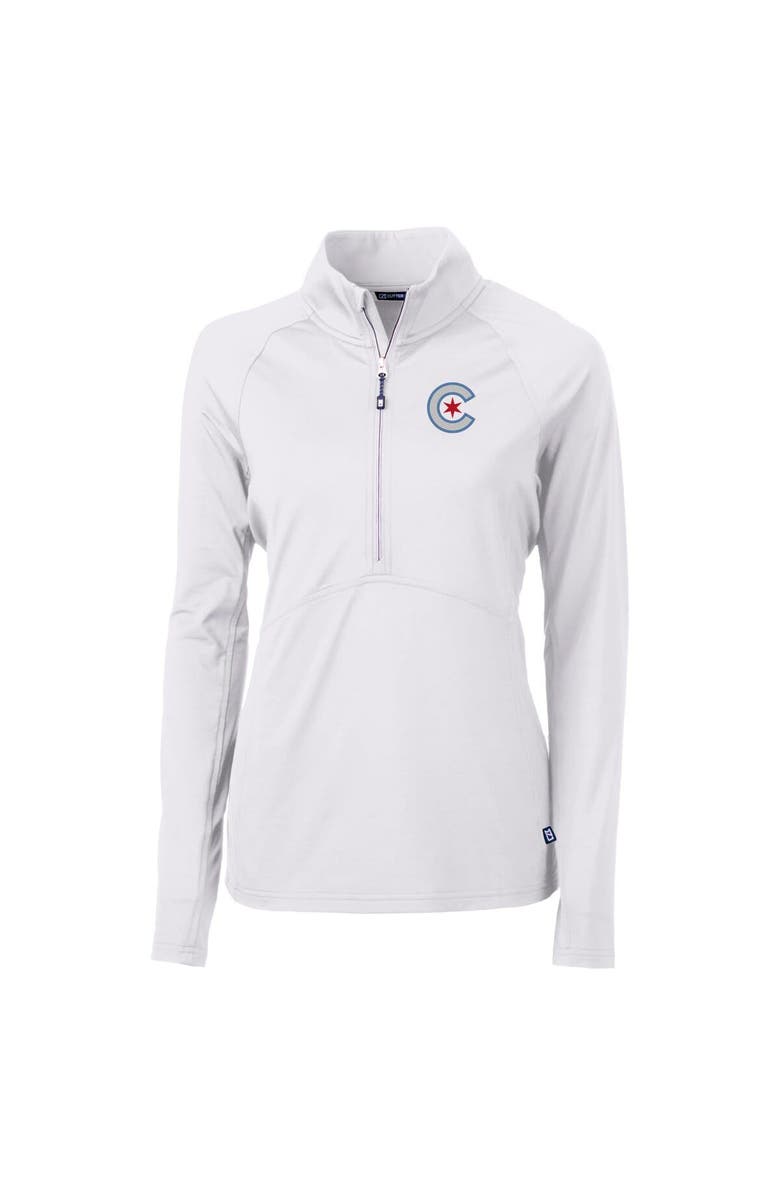 Cutter & Buck Women's Cutter & Buck White Chicago Cubs City Connect Adapt Eco Knit Recycled Half-Zip Pullover Top, Alternate, color, 