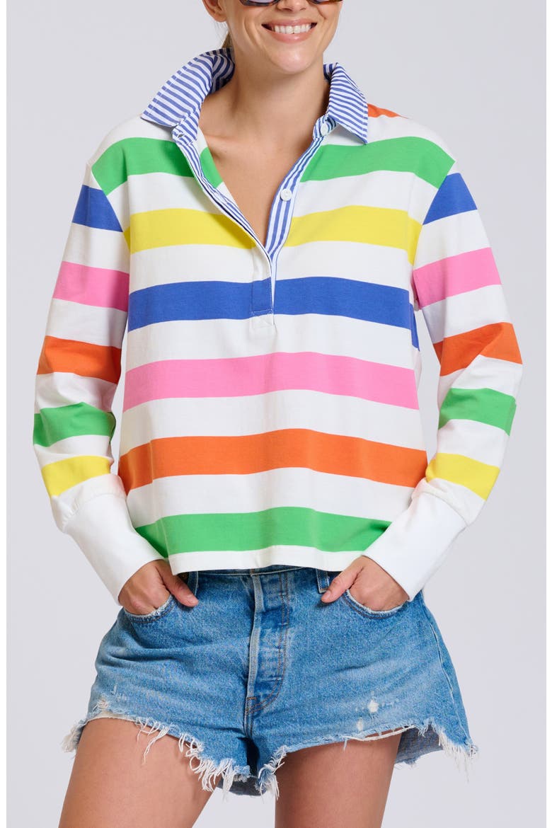 Summer Stripe Cotton Rugby Sweatshirt, Main, color, BRIGHT STRIPE