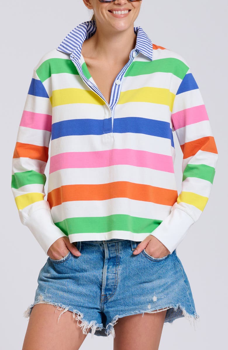 SHIRTY Summer Stripe Cotton Rugby Sweatshirt, Main, color, Bright Stripe