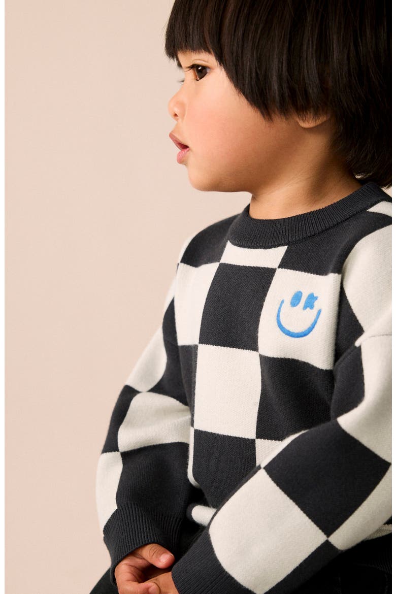 Kids' Checkerboard Knit Sweater, Alternate, color, MULTI