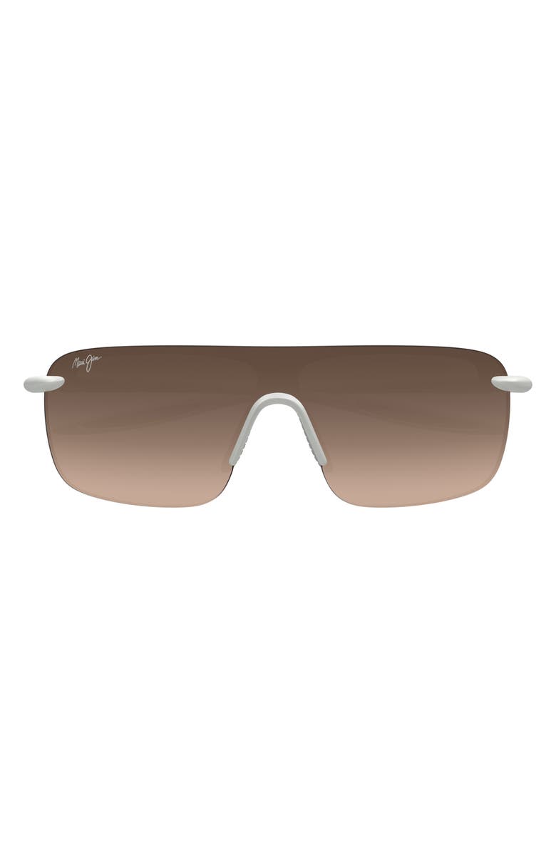 Maui Jim Palulu 99mm Oversize Gradient PolarizedPlus2<sup>®</sup> Shield Sunglasses, Main, color, Metal Matte Platinum/ Bronze
