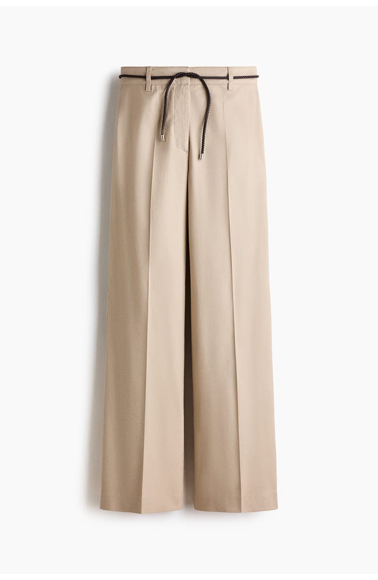 H&M Linen-blend Bootcut Trousers, Alternate, color, Beige