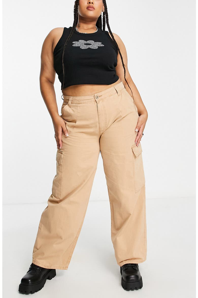 Curve Oversize Cargo Trousers, Alternate, color, BROWN