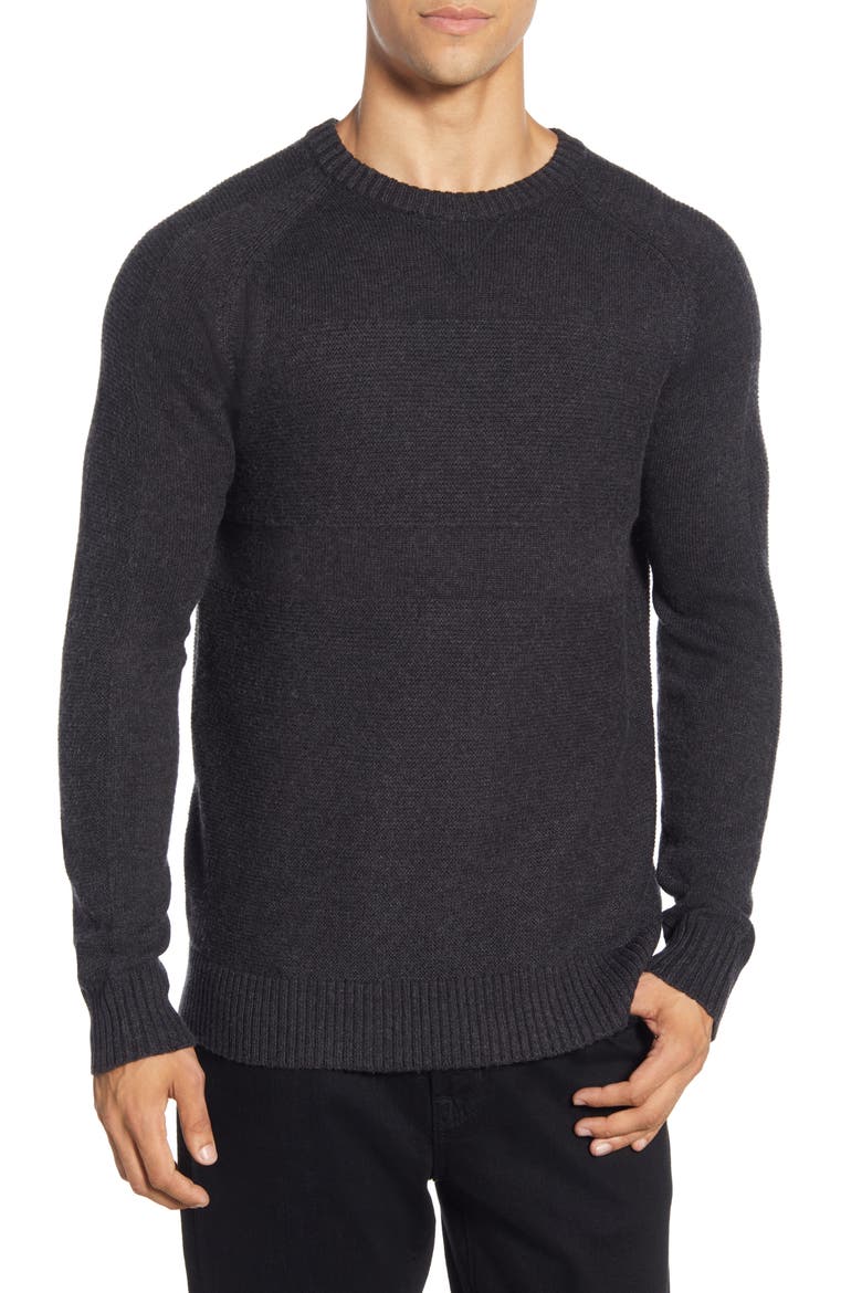 Ripple Ridge Crewneck Sweater, Main, color, CHARCOAL HEATHER