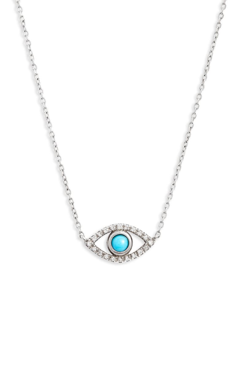 Anzie Evil Eye Turquoise Pendant, Main, color, Silver