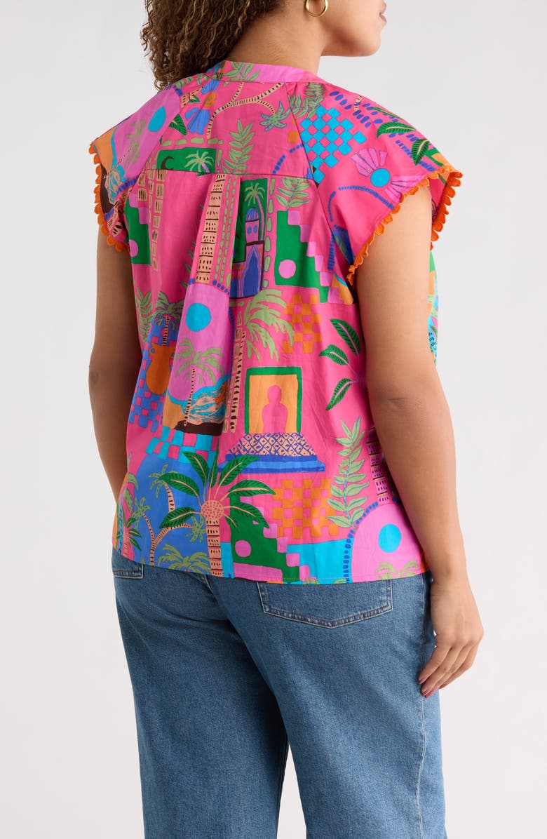 SUGARLIPS Lanus City Print Ayla Cotton Top, Alternate, color, Fuchsia-Multi