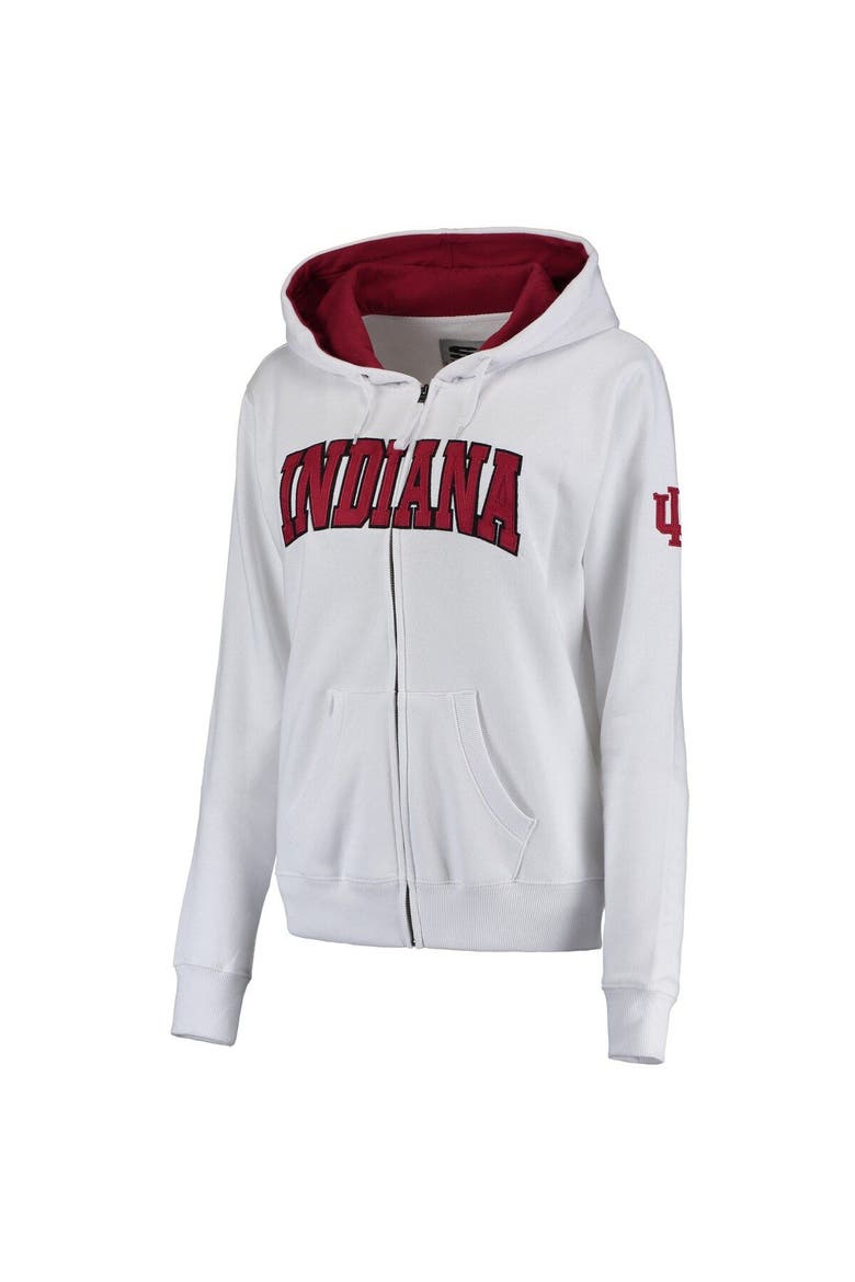 Women's White Indiana Hoosiers Arched Name Full Zip Hoodie, Alternate, color, White
