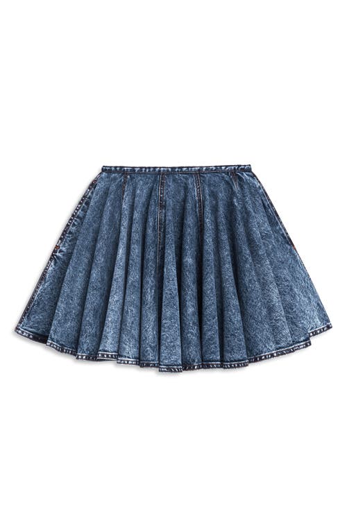 Alaïa Denim Skater Miniskirt In Bleu Neige